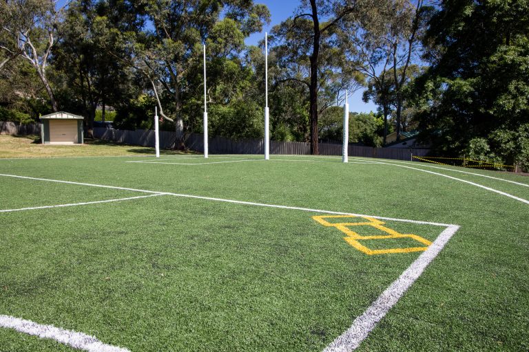 Southern goal square of oval